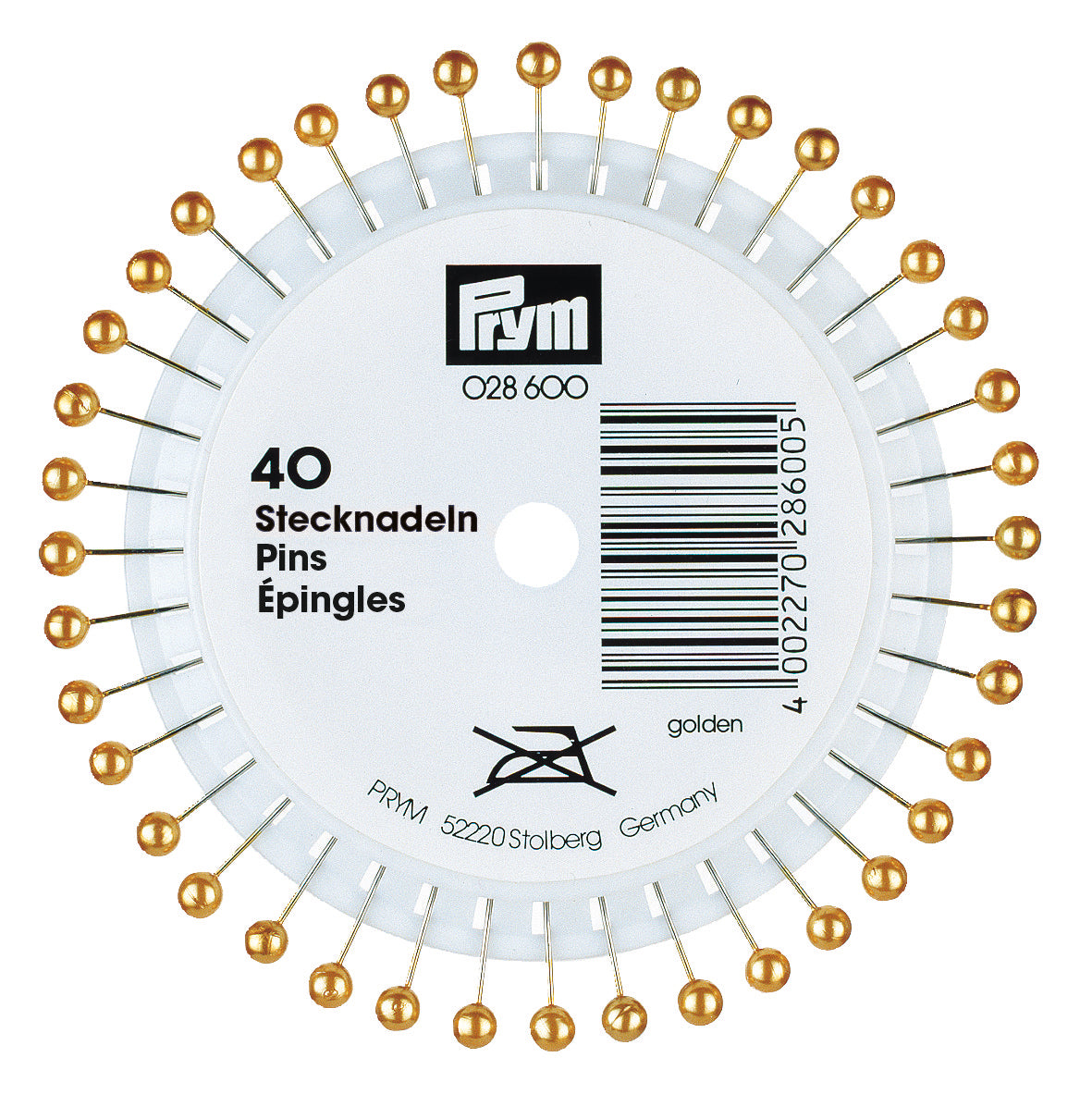 Pearl-headed pins 0.58 x 40 mm gold-coloured