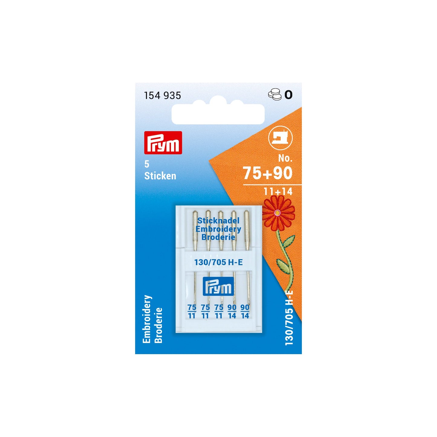 Embroidery sewing machine needles, 75 and 90