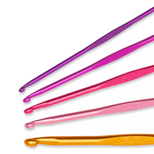 Crochet hook set ALU, coloured 2.5-5.0 mm