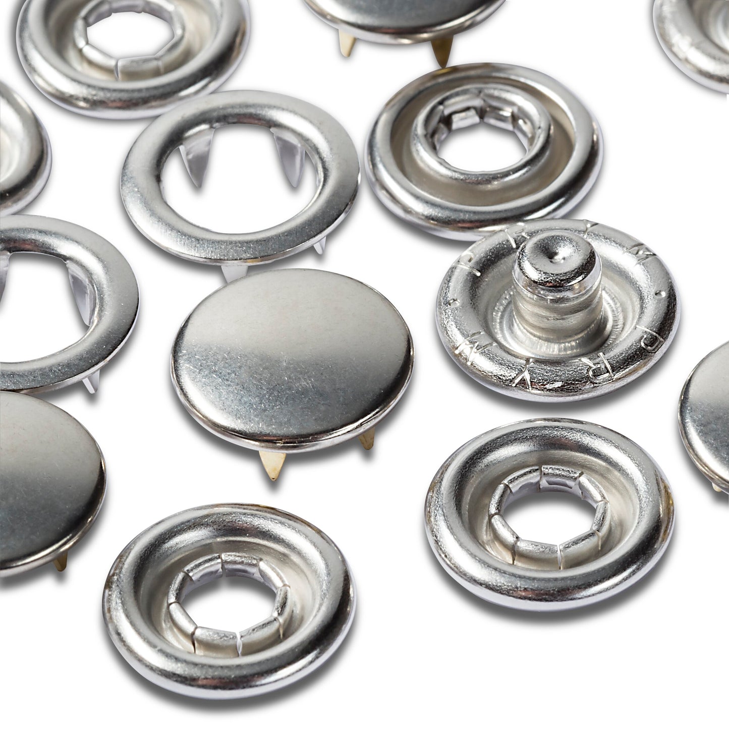 Non-sew refill for 390120, smooth cap, 10mm, silver-coloured