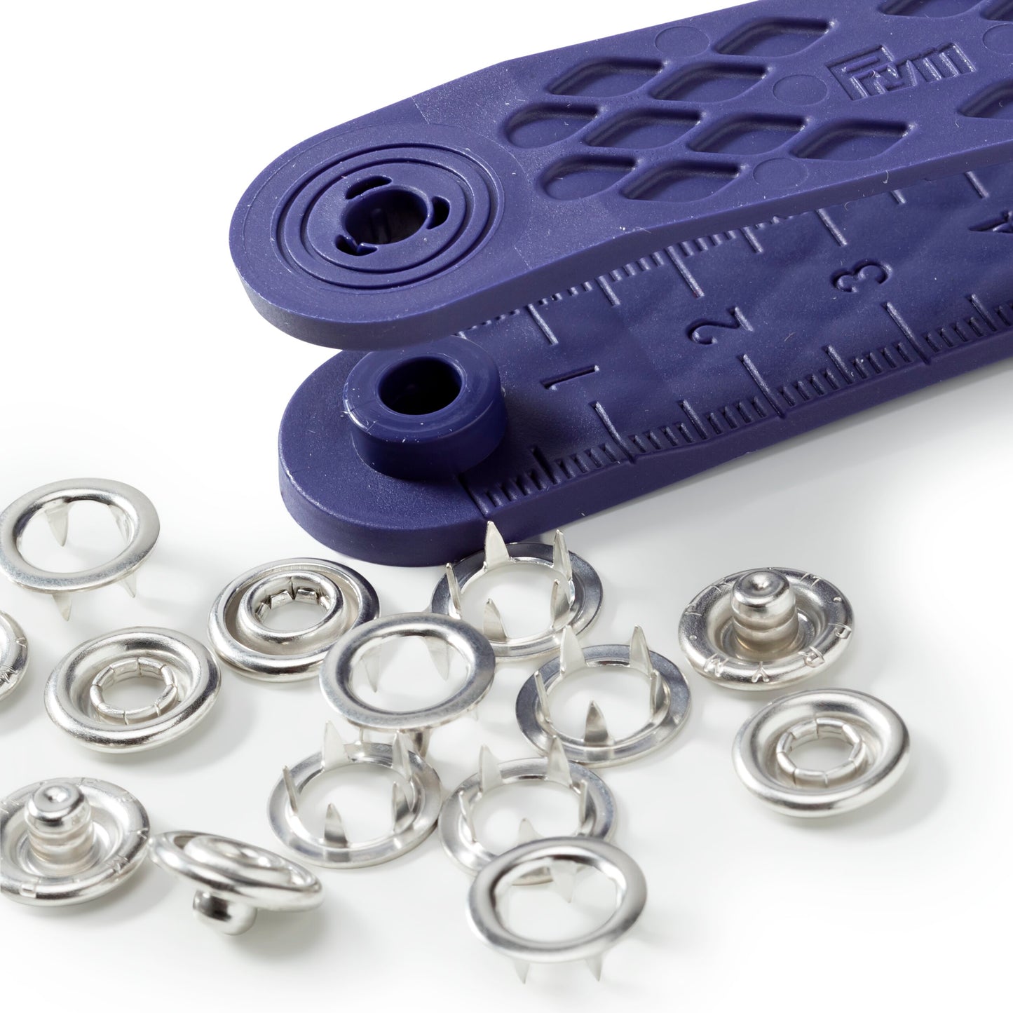 Non-sew press fastener jersey, retaining ring, 10mm, silver-coloured