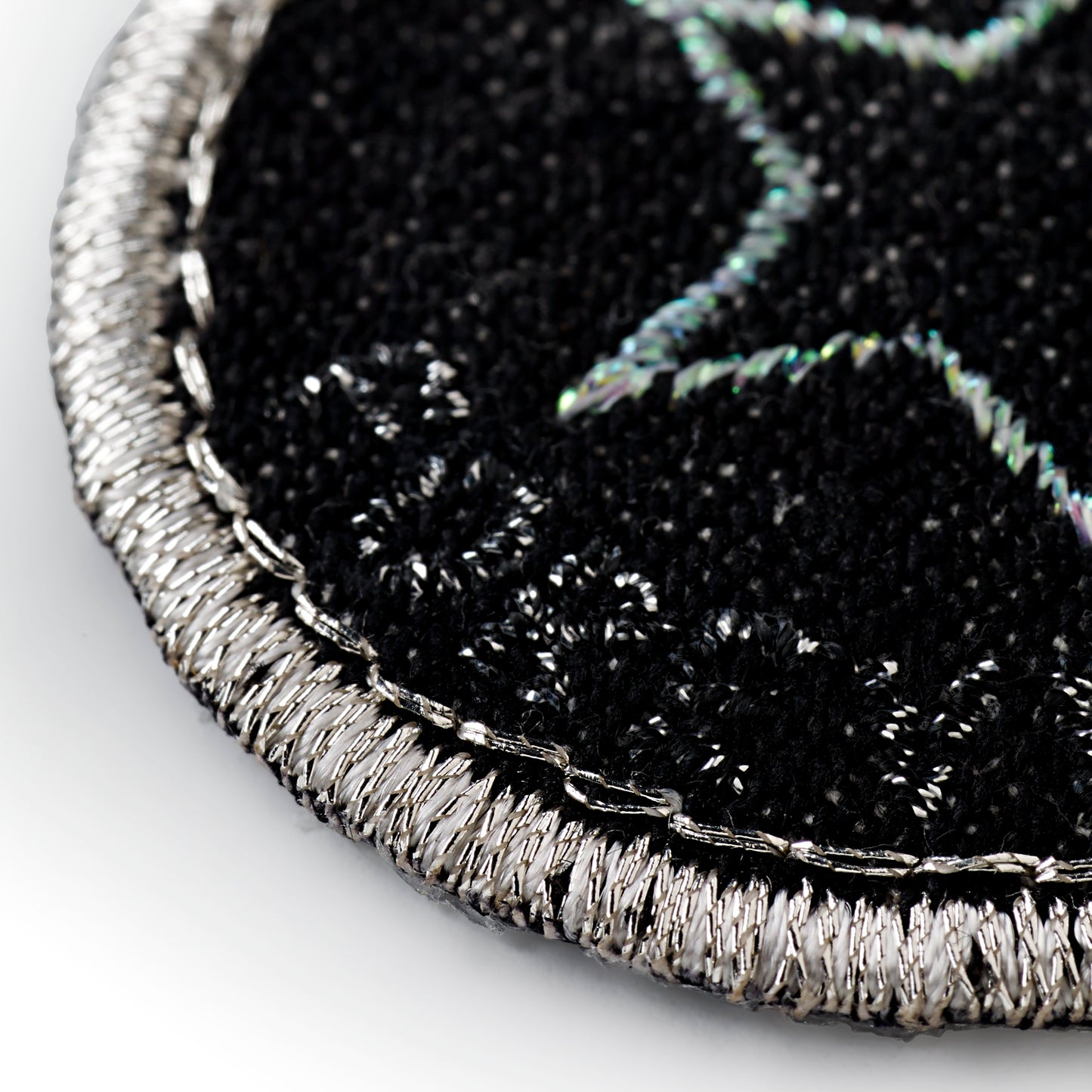 Applique jeans label, black, round, star
