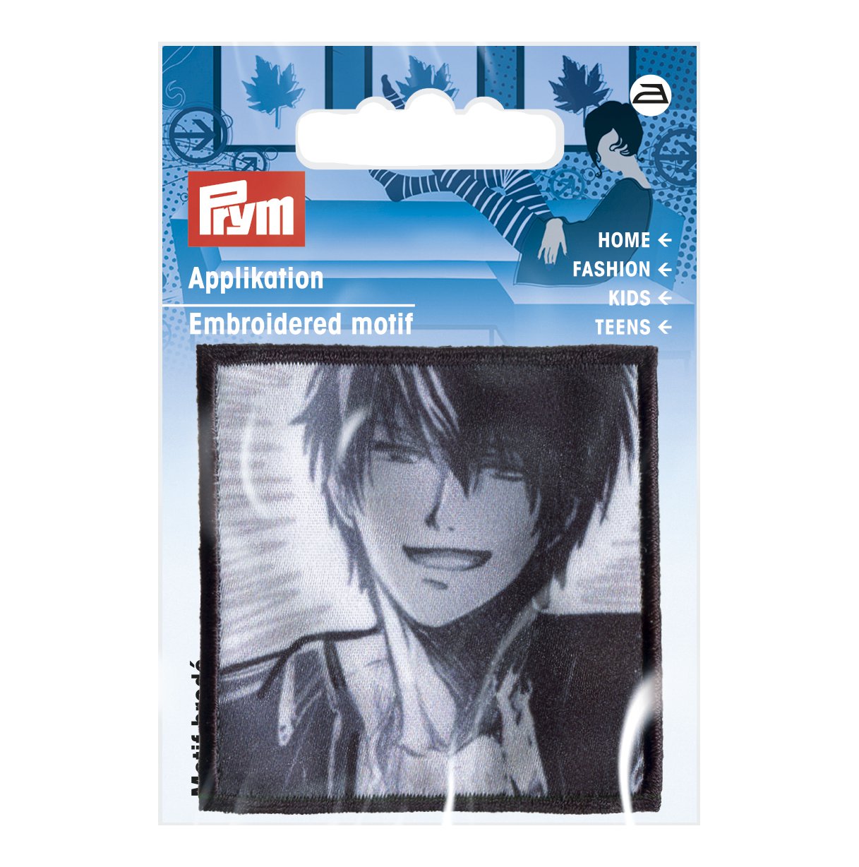 Appliqué K-Pop label boy, black/white