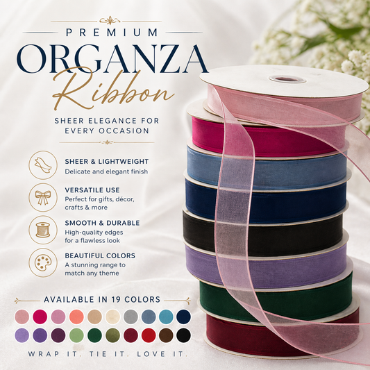 Premium Organza Ribbon with Satin Edge Finish 25MM