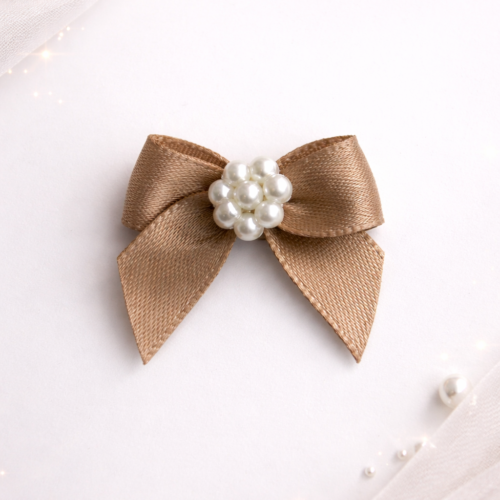 Elegant Satin Pearl Center Bow
