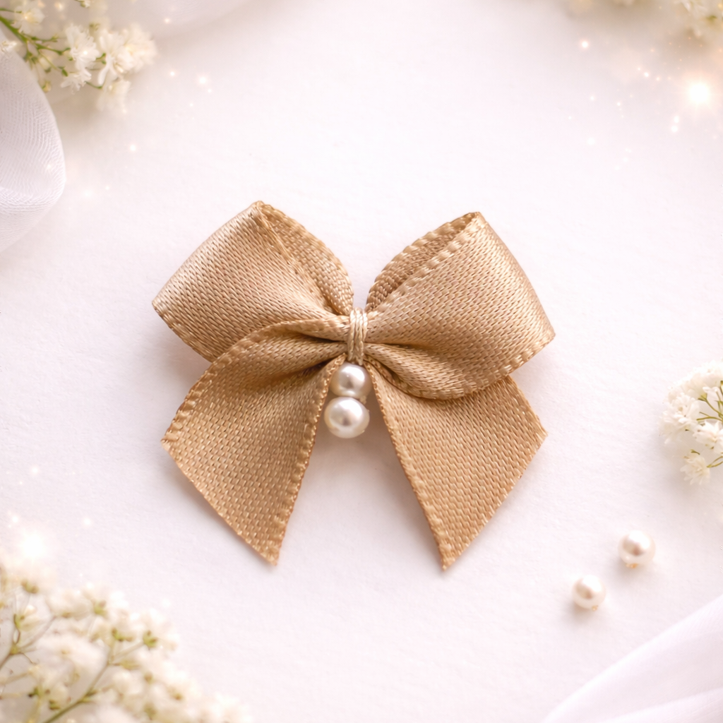 Premium Handcrafted Satin Bow with Pearl Accent