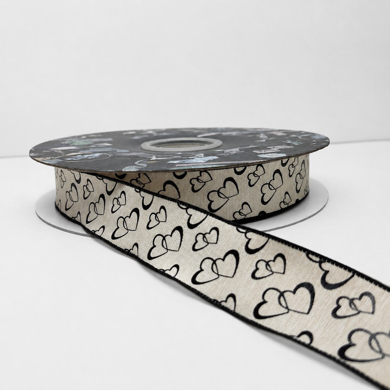 Elegant Heart Print Ribbon Roll -25MM