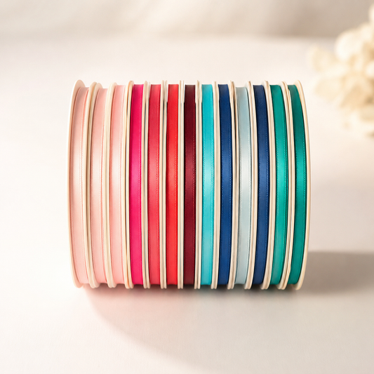 3mm Premium Double Face Satin Ribbon White, Grey, Pink, Red, Blue Series