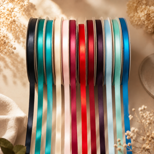 9mm Premium Double Face Satin Ribbon White, Grey, Pink, Red, Blue Series