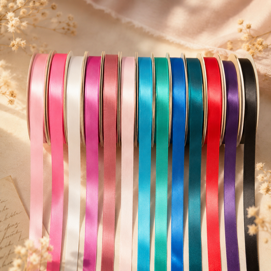 16mm Premium Double Face Satin Ribbon White, Grey, Pink, Red, Blue Series