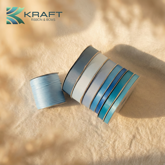 Premium grosgrain ribbon mid blue series