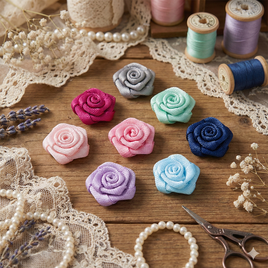 Rose Ribbon Bow With Single Face Satin(10PCS)