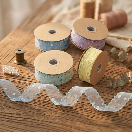 Premium Pastel Daisy Organza Ribbon-25mm