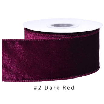 Velvet Ribbon Solid Colors Wired Edge Shiny 2 (2.5inch-63mm) 10yards