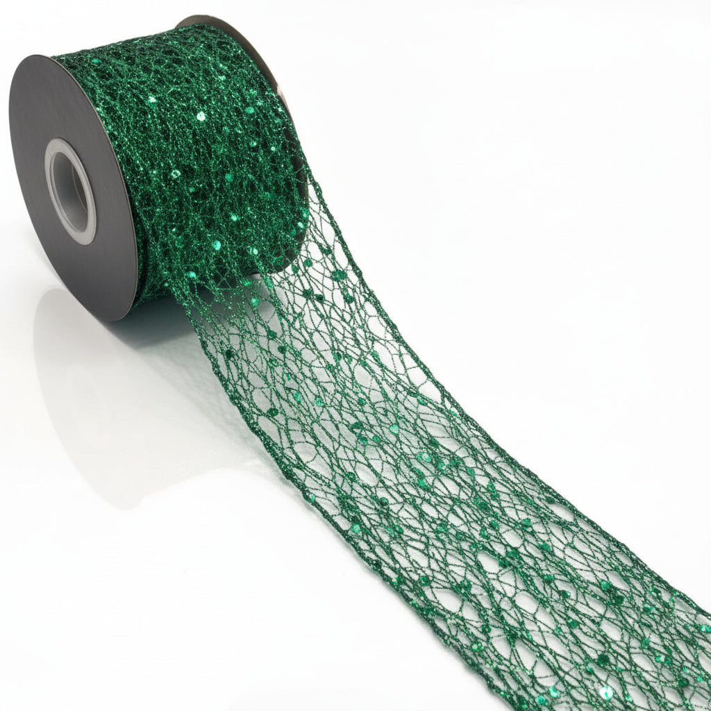 Glitter Mesh Wired Ribbon (2.5inch-63mm)10 yards