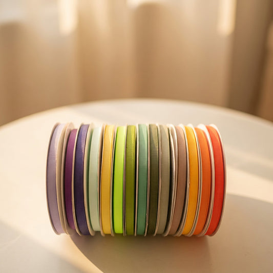 9mm Premium grosgrain ribbon Purple, Green, Yellow, Orange, Brown series