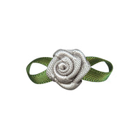 Turquoise Satin Ribbon with Flower Foliage Single Face Satin Bow (10pcs)