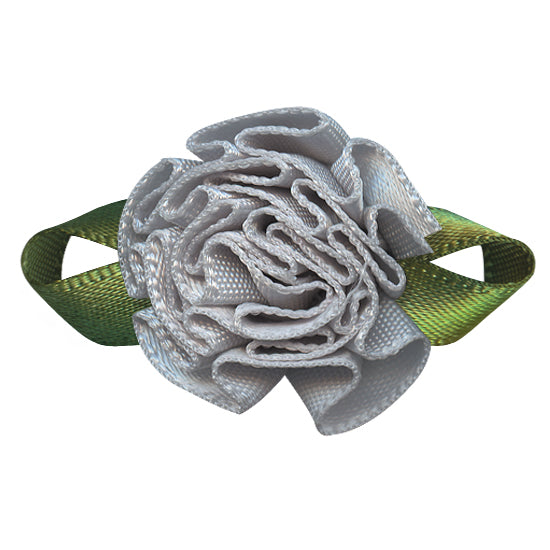 Single‑Face Satin Bow with Foliage Flower Accent (20 PCS)