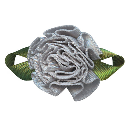 Single‑Face Satin Bow with Foliage Flower Accent (20 PCS)