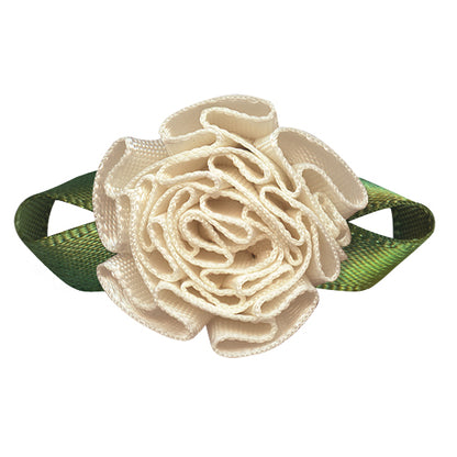 Single‑Face Satin Bow with Foliage Flower Accent (20 PCS)