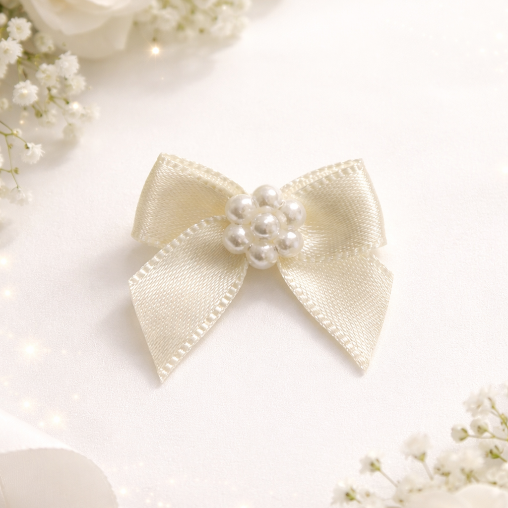 Elegant Satin Pearl Center Bow