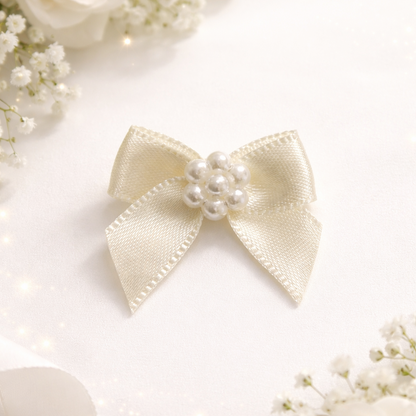 Elegant Satin Pearl Center Bow