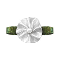 Blush Ribbon Bow with Flower Foliage – Single Face Satin (10pcs)