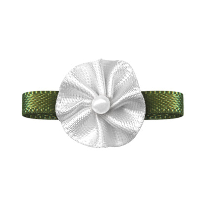 Blush Bow with Flower Foliage – Single Face Satin (20pcs)