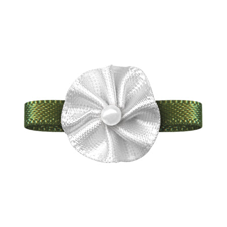 Blush Ribbon Bow with Flower Foliage – Single Face Satin (10pcs)