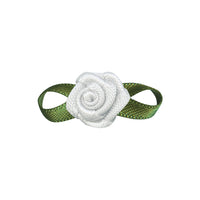 Turquoise Satin Ribbon with Flower Foliage Single Face Satin Bow (10pcs)