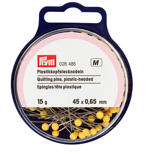 Plastic-headed pins, 0.65 x 45mm, yellow(15g)