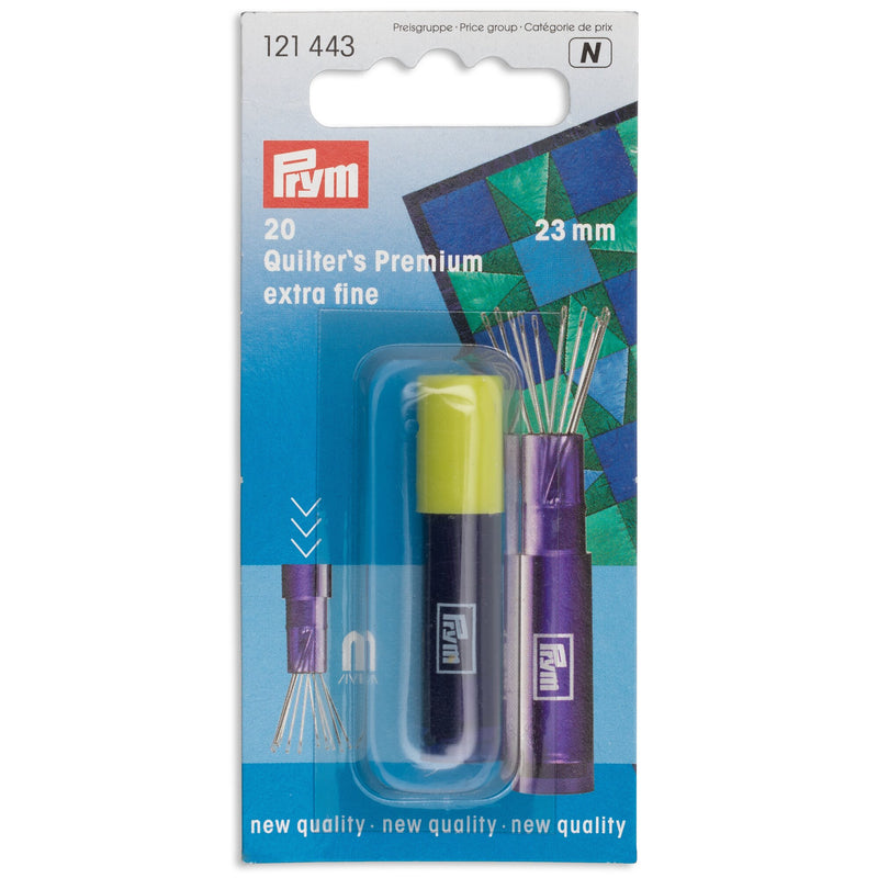 Quilting sewing needles with silver eye, extra fine, 0.53 x 23mm