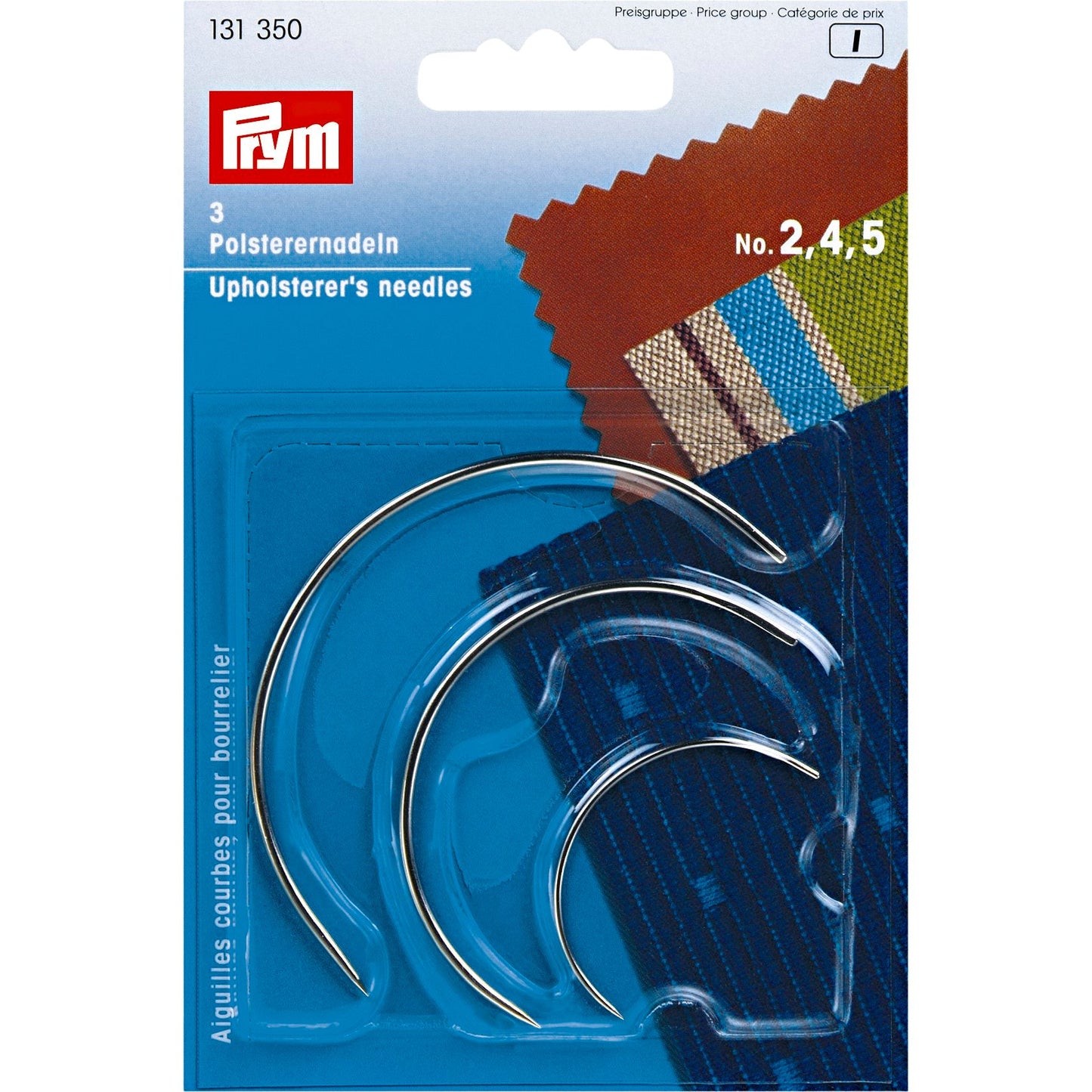Upholsterer's needles curved 2 large + 1 small, 2-4-5,si-col