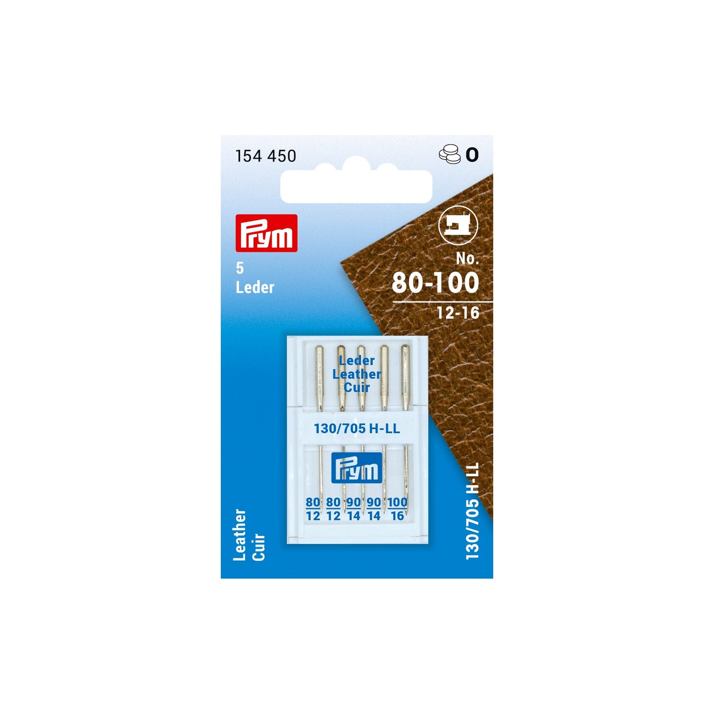 Leather sewing machine needles, 130/705, 80-100, assorted