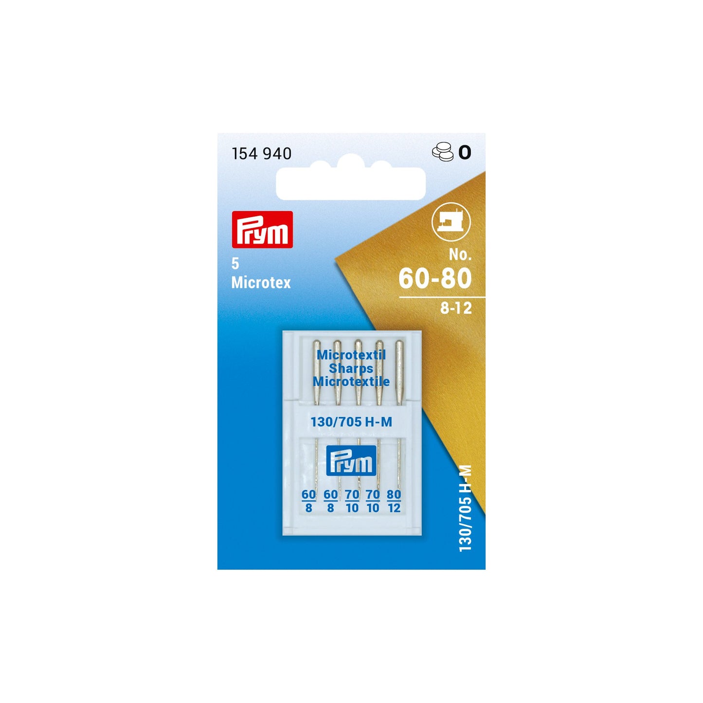 Microtex sewing machine needles, 130/705, 60-80, assorted