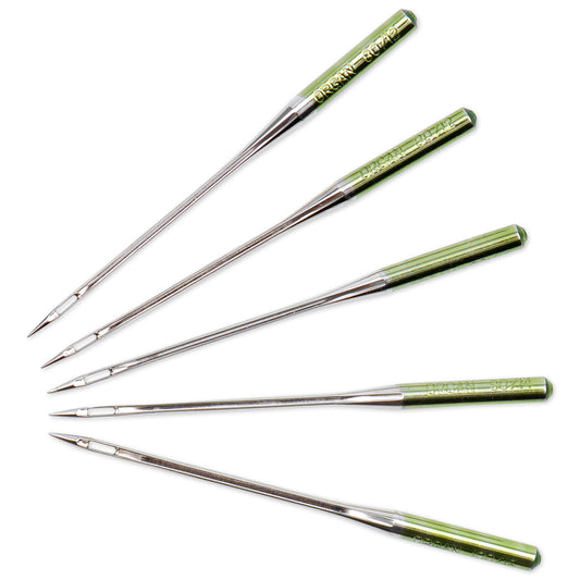 Special topstitch and metallic sewing machine needles with flat shank