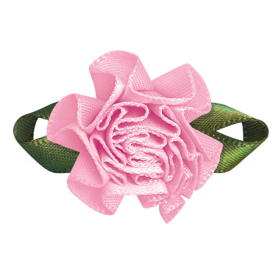 Single‑Face Satin Bow with Foliage Flower Accent (20 PCS)