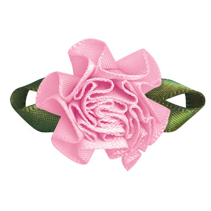 Single‑Face Satin Bow with Foliage Flower Accent (20 PCS)