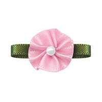Blush Ribbon Bow with Flower Foliage – Single Face Satin (10pcs)