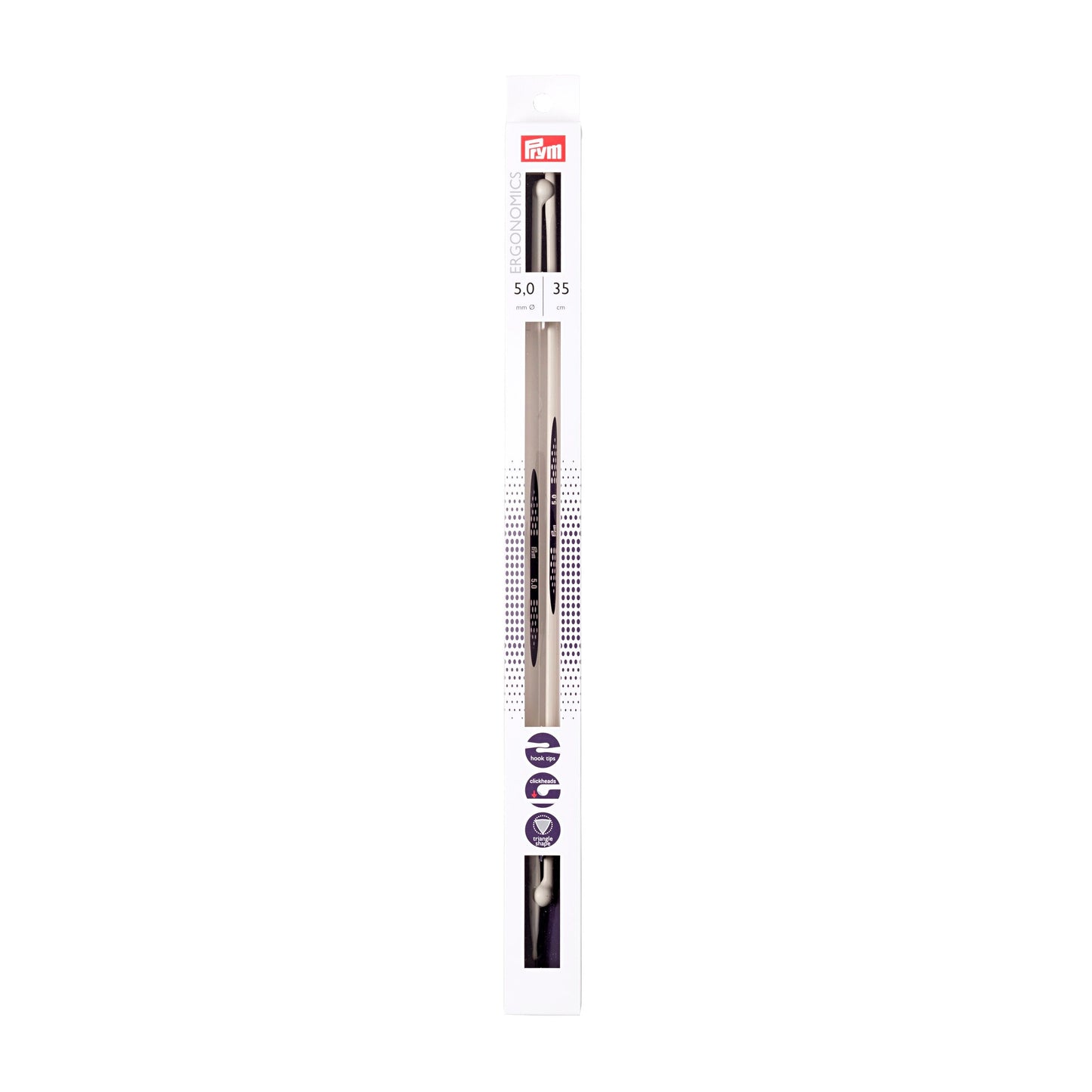 Single-pointed knitting pins Ergonomics 35 cm 5.00 mm