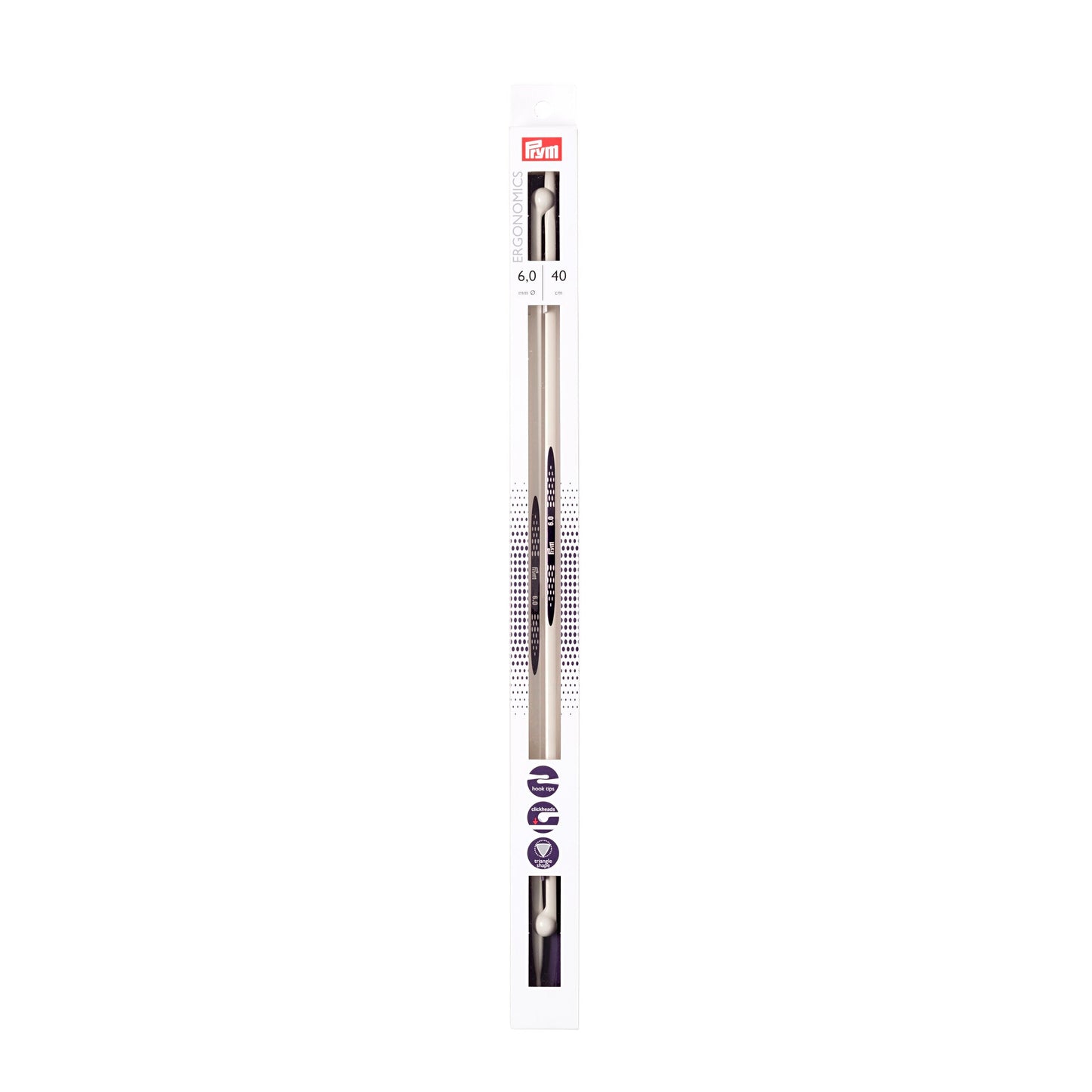 Single-pointed knitting pins Ergonomics 40 cm 6.00 mm