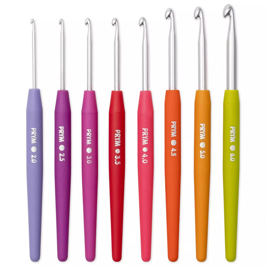 Crochet hooks for wool set with soft handle, 2-6mm