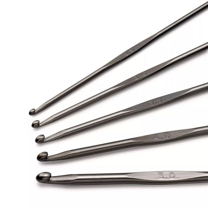 Crochet hooks for wool set with guide plate, 14cm, 2.50 - 5.00mm