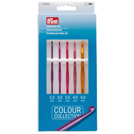 Crochet hook set ALU, coloured 2.5-5.0 mm