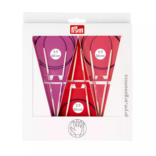 Circular knitting needles set, prym.ergonomics 3.0-4.0 mm, 80 cm