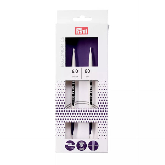 Circular knitting needles prym.ergonomics, 80cm, 6.00mm