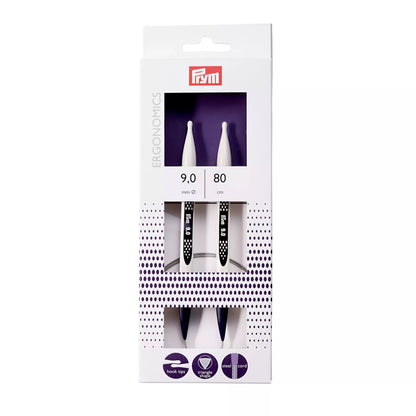 Circular knitting needles prym.ergonomics, 80cm, 9.00mm
