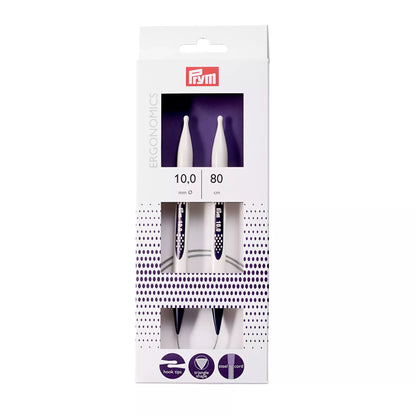 Circular knitting needles prym.ergonomics, 80cm, 10.00mm