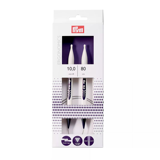Circular knitting needles prym.ergonomics, 80cm, 10.00mm