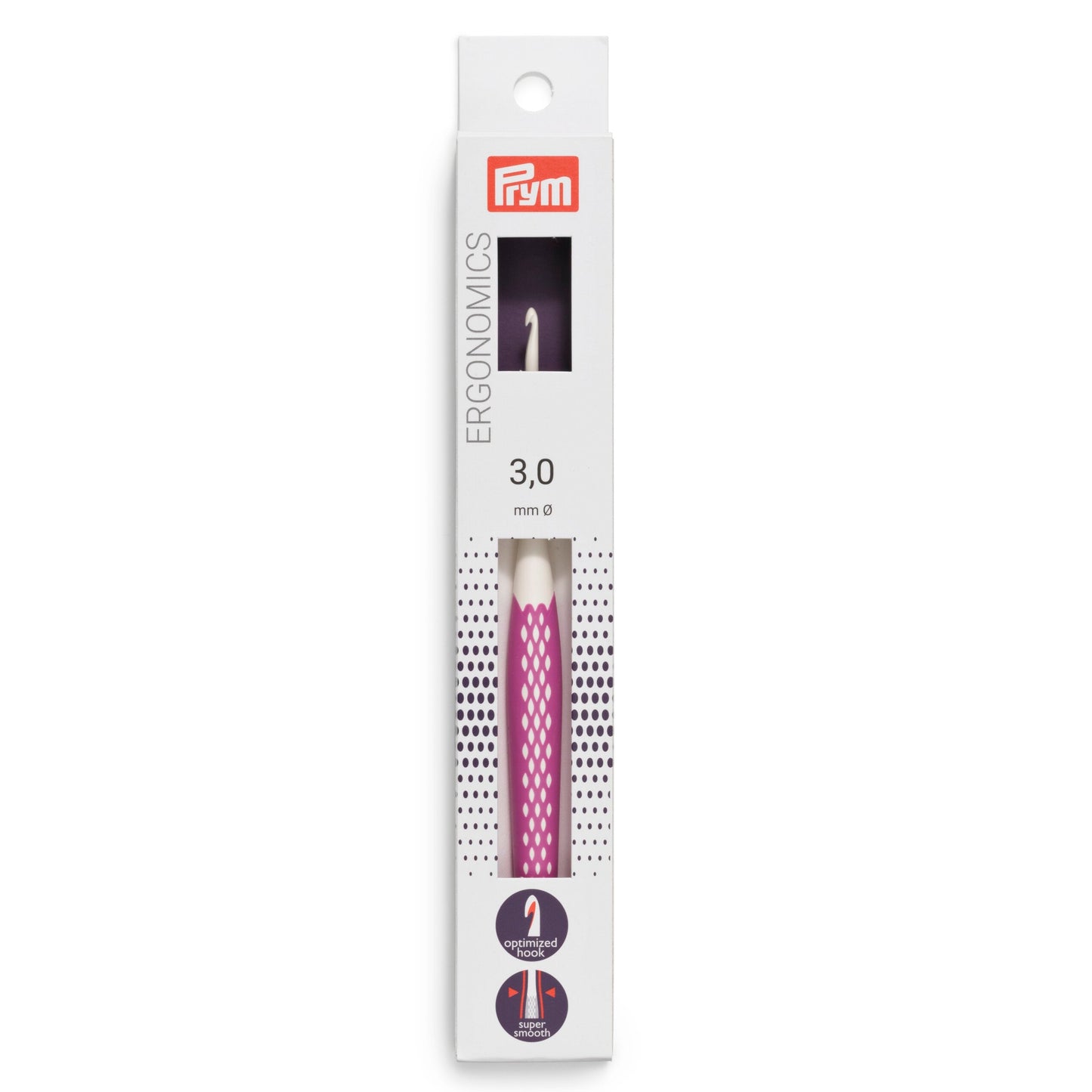 Crochet hook for wool plastic Ergonomics 3.0 mm 16 cm pink